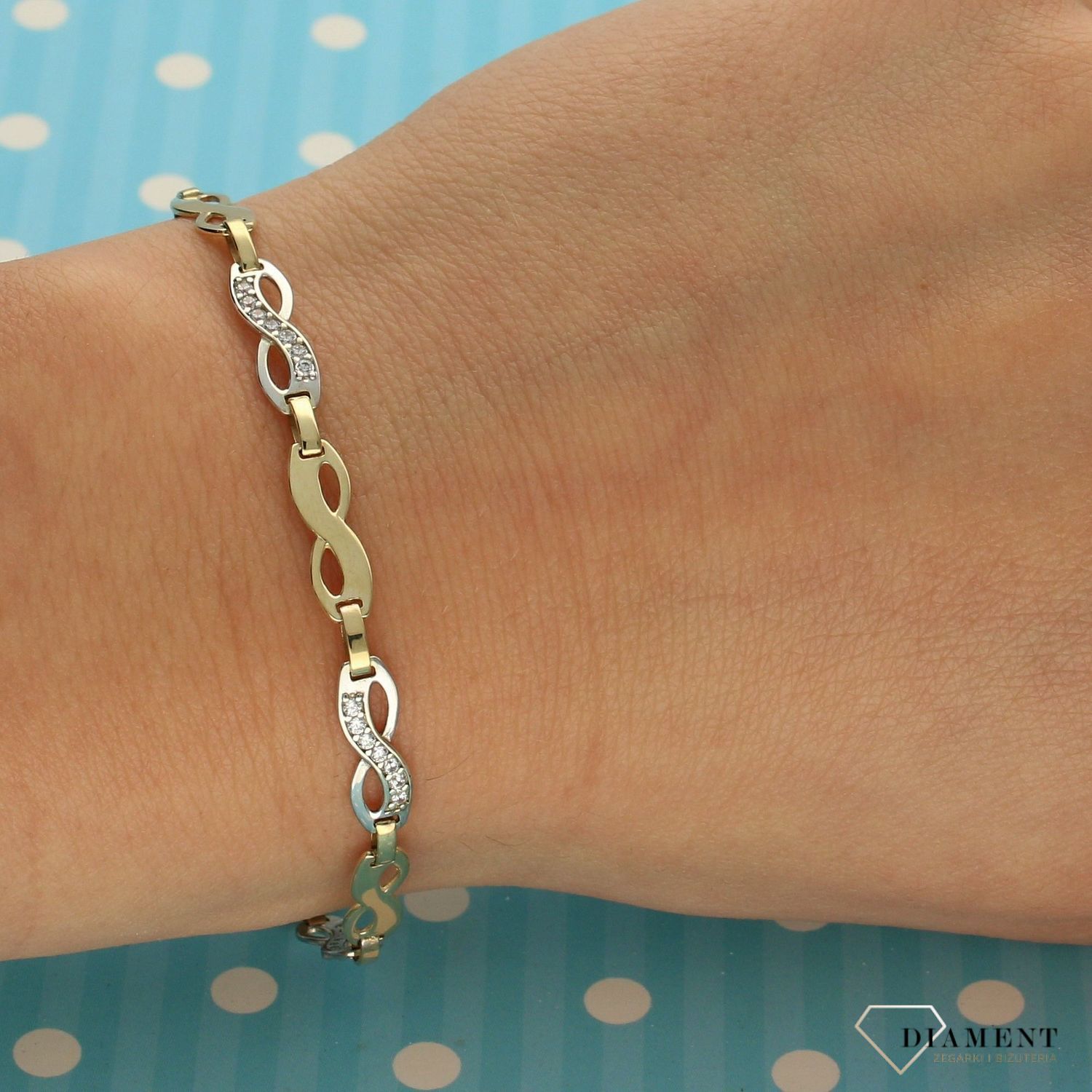 Złota bransoletka 333 'nieskończoność w żółtym i białym złocie' BR 2274A (1).jpg